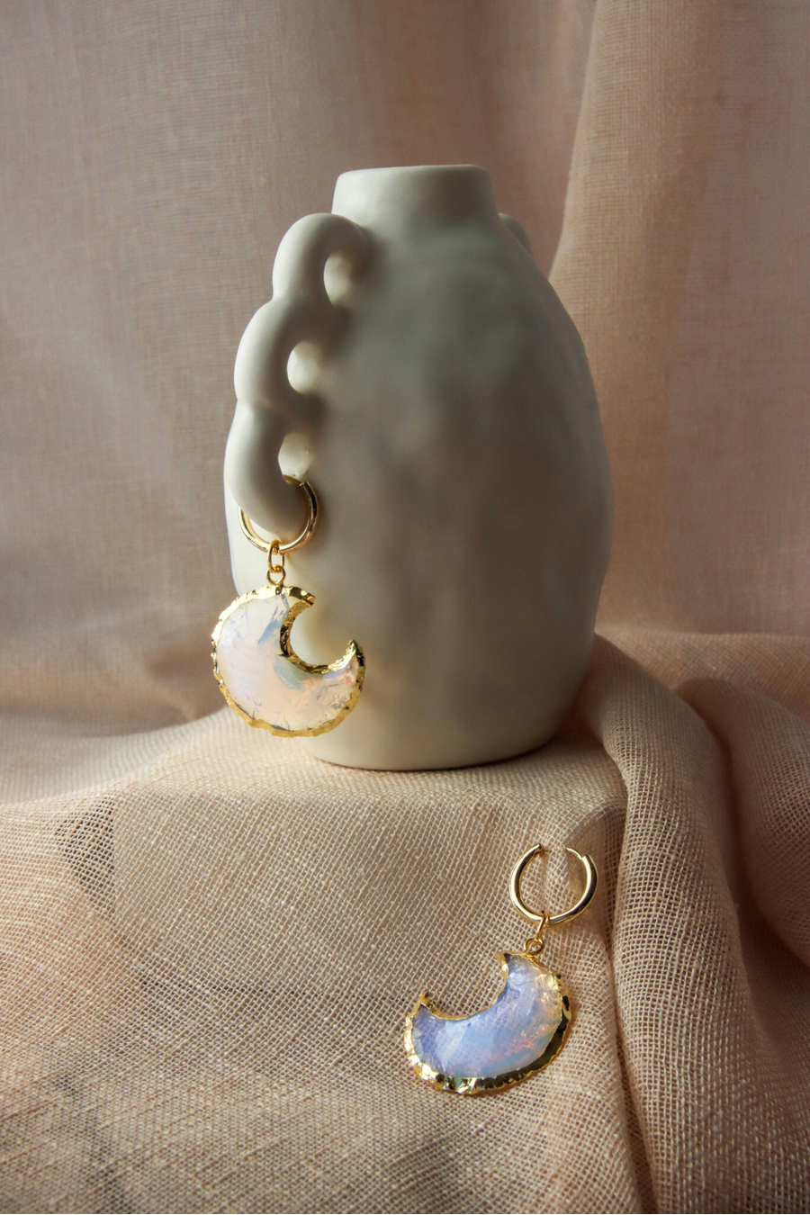 Our opalite lunar earrings. The Upright version
