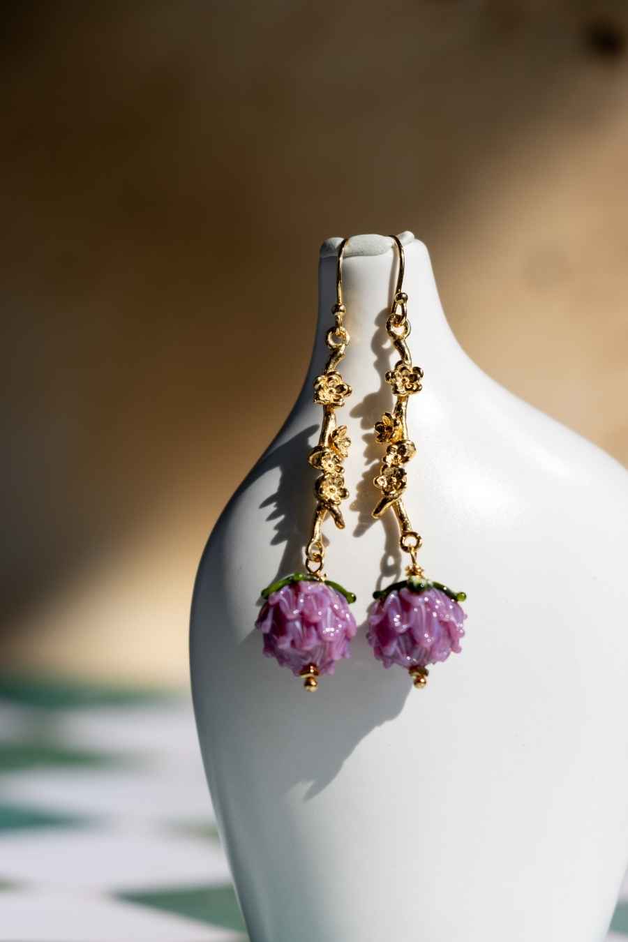 Garden of Aphrodite Earrings close up to the flower details
