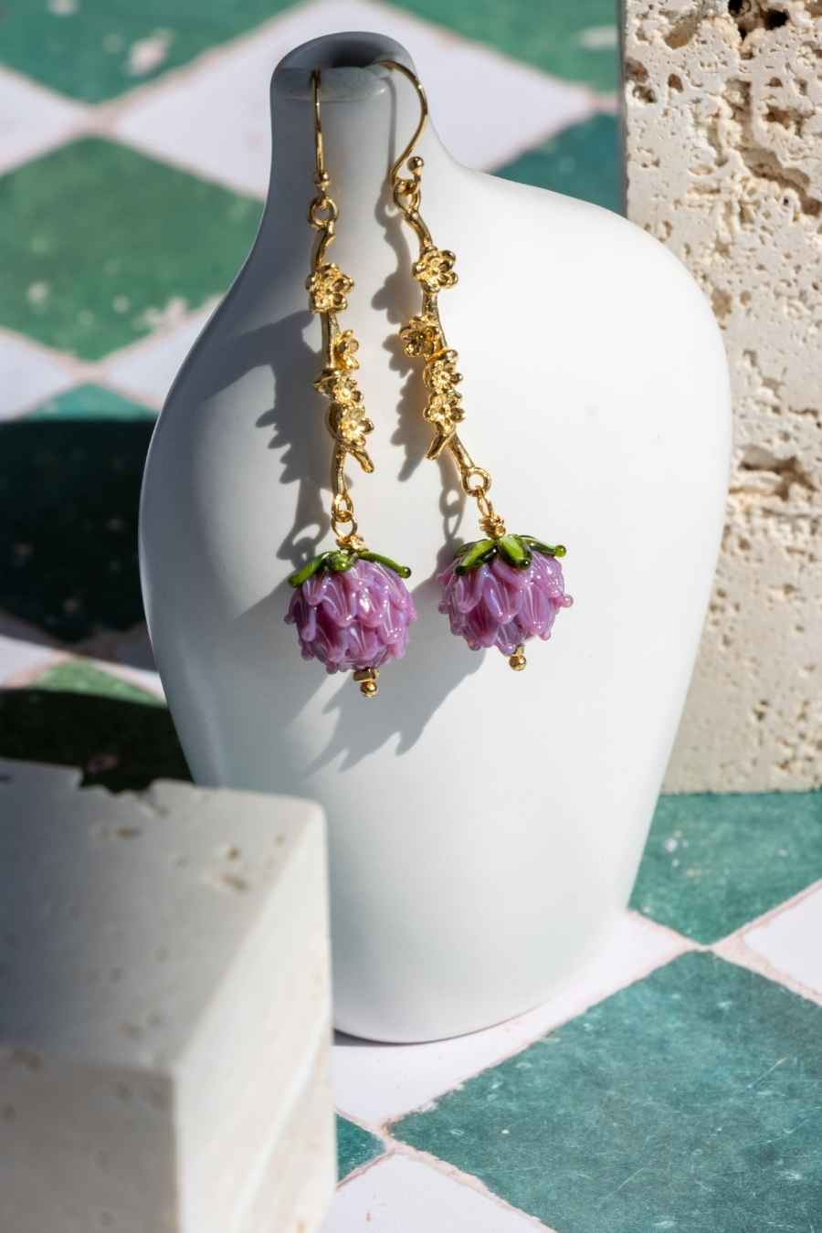 a top view of the earrings