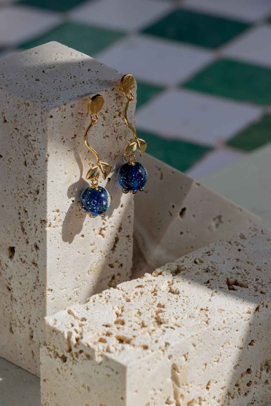 Midnight Berries earring hanging.