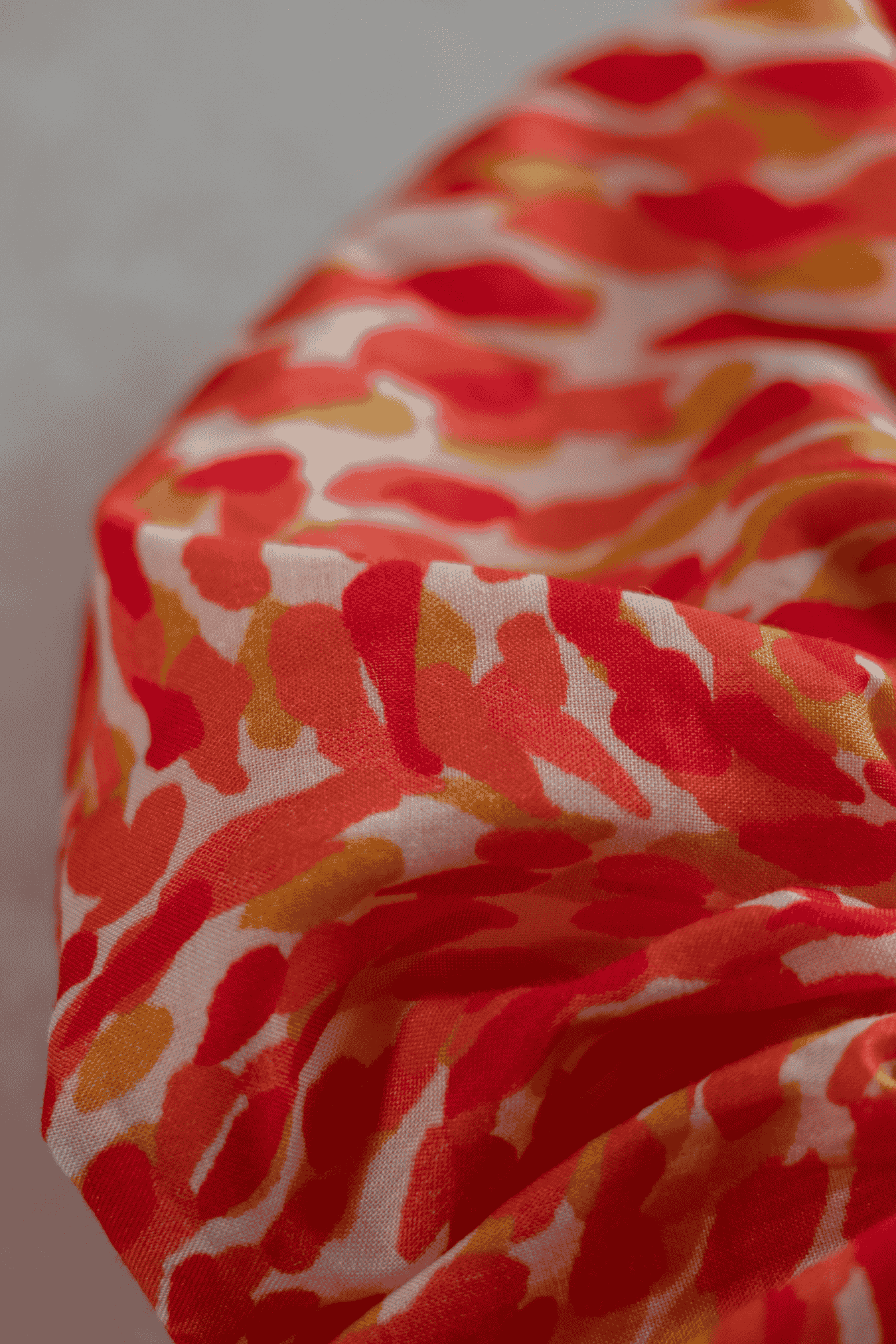 Close-up of red and orange patterned fabric