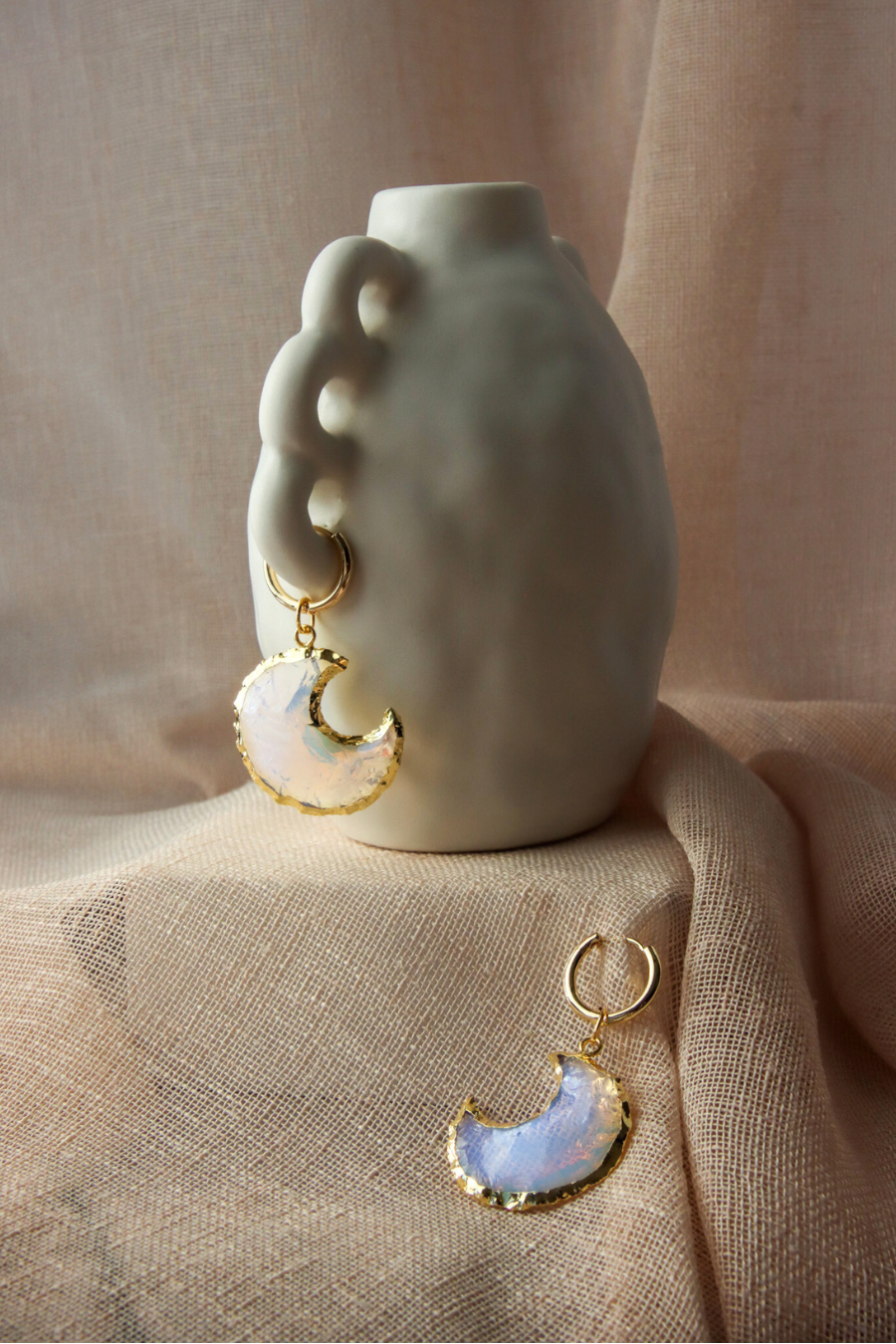 Our opalite lunar earrings. The Upright version 